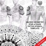 Sacred Geometry Star of David and Flower of Life Tattoo Stencil Template