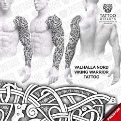 Valhalla Nord Viking Tattoo – tattoo stencil mockup on model