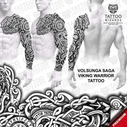 Volsunga Saga Viking Warrior – tattoo stencil mockup on model