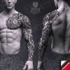 Fenrir Battle Nordic Viking Warrior – high-detail tattoo stencil preview
