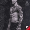 Huginn Nordic Viking Warrior – high-detail tattoo stencil mockup