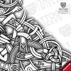 Huginn Nordic Viking Warrior – outline linework closeup 2
