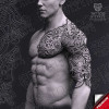 Sleipnir Nordic Viking Warrior – high-detail tattoo stencil mockup