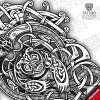 Viking Bjorn Warrior Tattoo – outline linework closeup