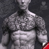 Viking Chest Back  Armor – high-detail tattoo stencil preview