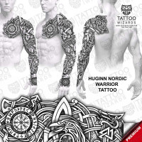 Huginn Nordic Viking Warrior Tattoo Stencil Template