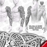 Valhalla Nord Viking Warrior Tattoo Stencil Template