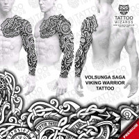 Volsunga Saga Viking Warrior Tattoo Stencil Template