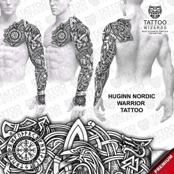 Huginn Nordic Viking Warrior – tattoo stencil mockup on model